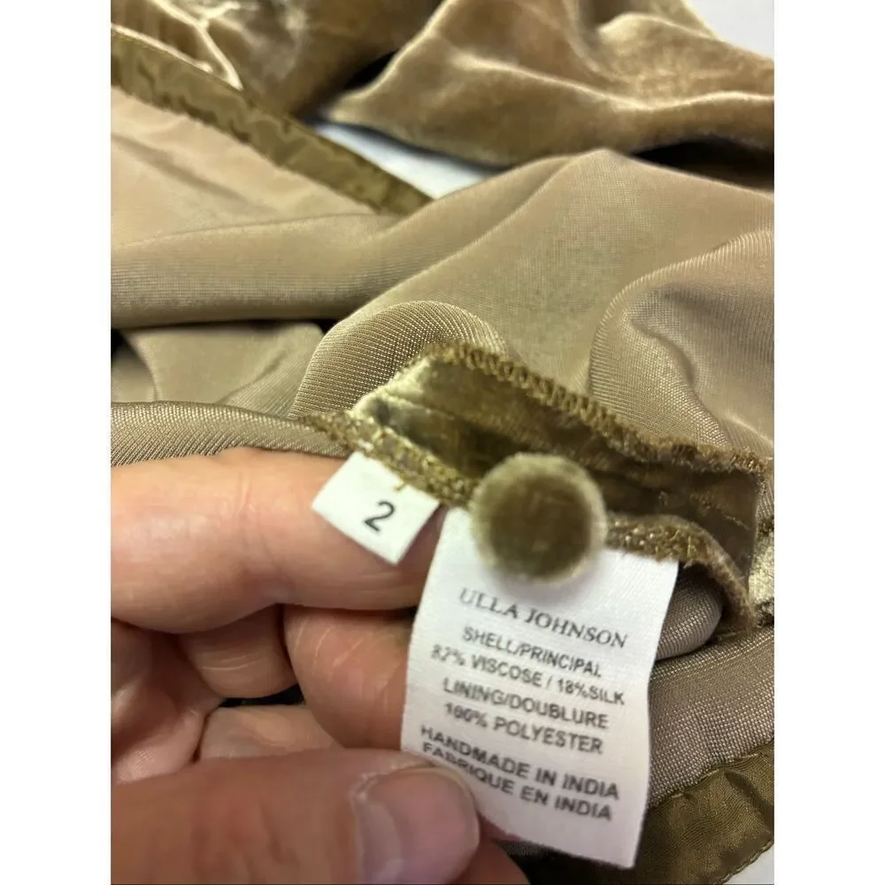 Ulla Johnson Gilles Velvet Puff Long Sleeve Blouse in Brown Size 2